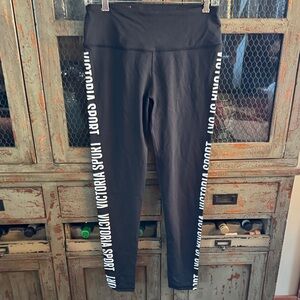 Victoria's Secret Black Leggings with White Lettering